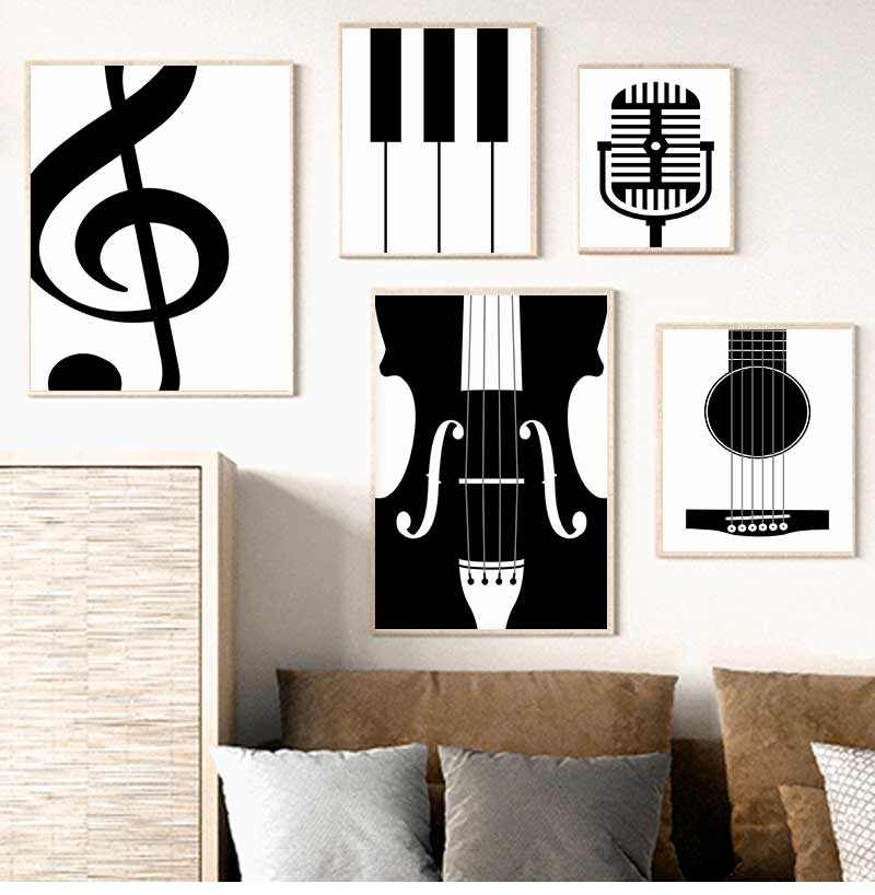 Picture Of Musical Instrument - Minimalistische instrumentposters en prints Muziekliefhebber Moderne