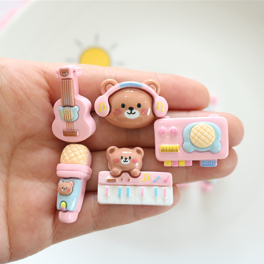 Musical Instruments Cartoon - 10 Stuks Glanzende Beer Muziekinstrument Hars