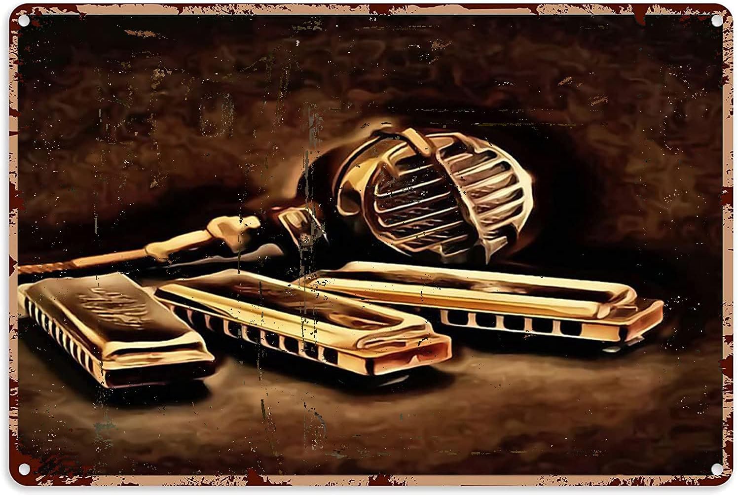 Musical Instrument Sign - Pzecaru Harmonica Lovers Metalen Bord Muziek