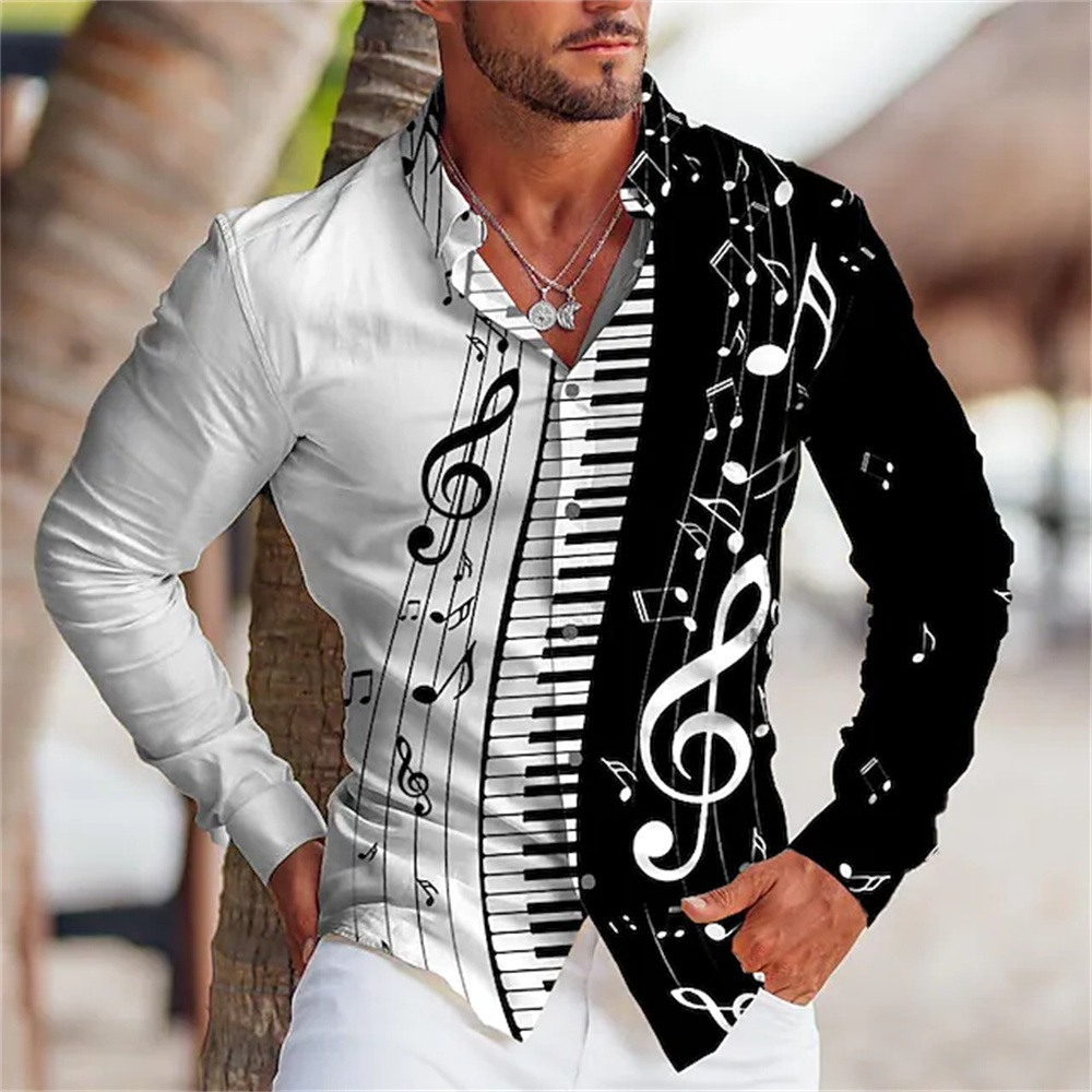 Zomer herenoverhemd met lange  - Musical Instrument Sign recensie en prijs