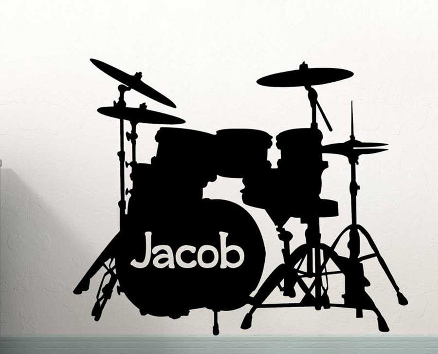 Drum Set Muurtattoo Custom Naa - Musical Instrument Name recensie en prijs